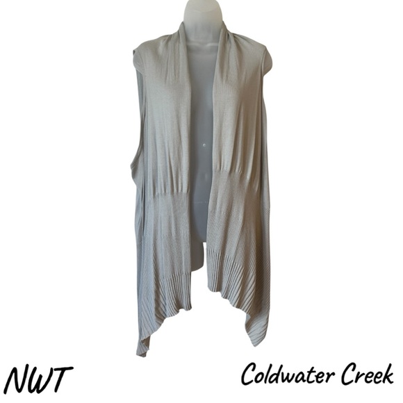 COLDWATER CREEK Jackets & Blazers - NWT   COLDWATER CREEK GRAY RIBBED SWEATER VEST    ONE SIZE   #4